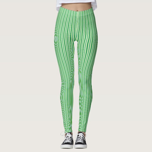 St. Patrick's Day Gröna Randiga Mönster Leggings (Framsida)