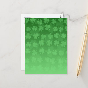 St. Patrick's Day gröna shamrock-mönster med ombre Vykort