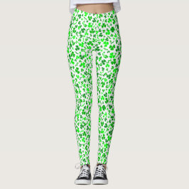 St Patricks Day Gröna Shamrocks Konfetti Leggings