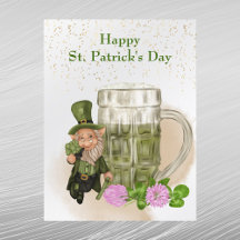 St patricks day Grönt Beer Leprechaun Klöver