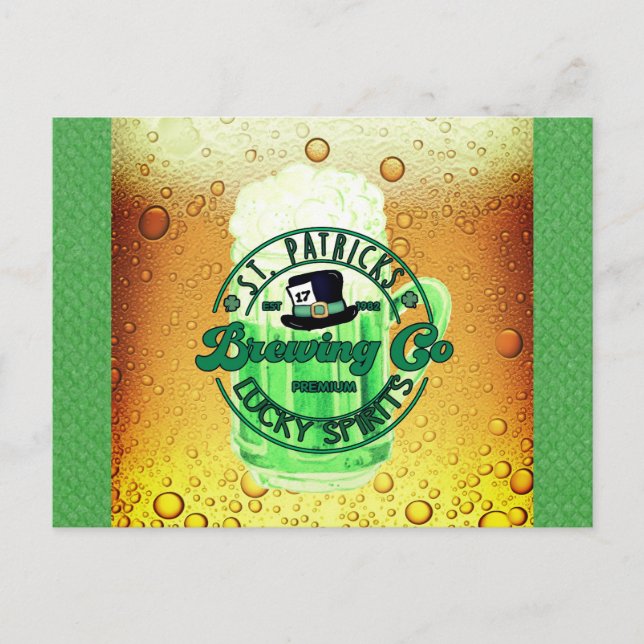 St patricks day Grönt Beer Lucky Spirits Irish Vykort (Framsida)