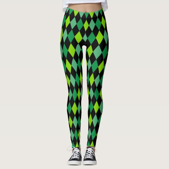 St. Patrick's Day Grönt Black Mönster Roligt Leggings (Framsida)