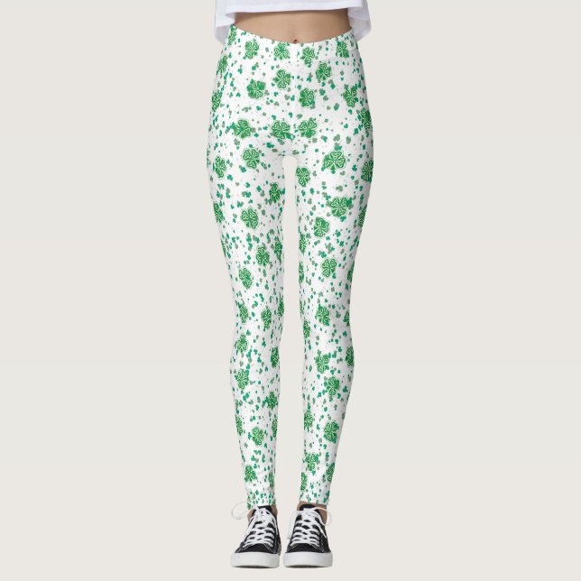 St. Patrick's Day, Grönt Celtic Shamrock Leggings (Framsida)