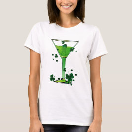 St patricks day Grönt Cocktail & Leprechaun White Tee Shirt