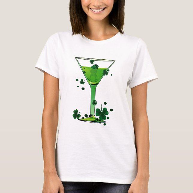 St patricks day Grönt Cocktail & Leprechaun White Tröja (Framsida)
