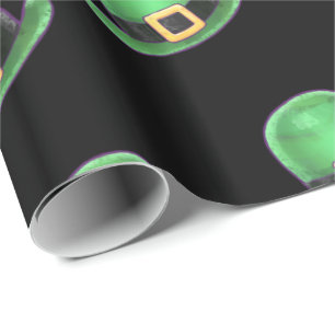 St patrick's day Grönt Derby Hat Mönster på Black Presentpapper