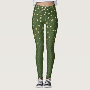 St patrick's day Grönt Diamond Guld Shamrock Leggings