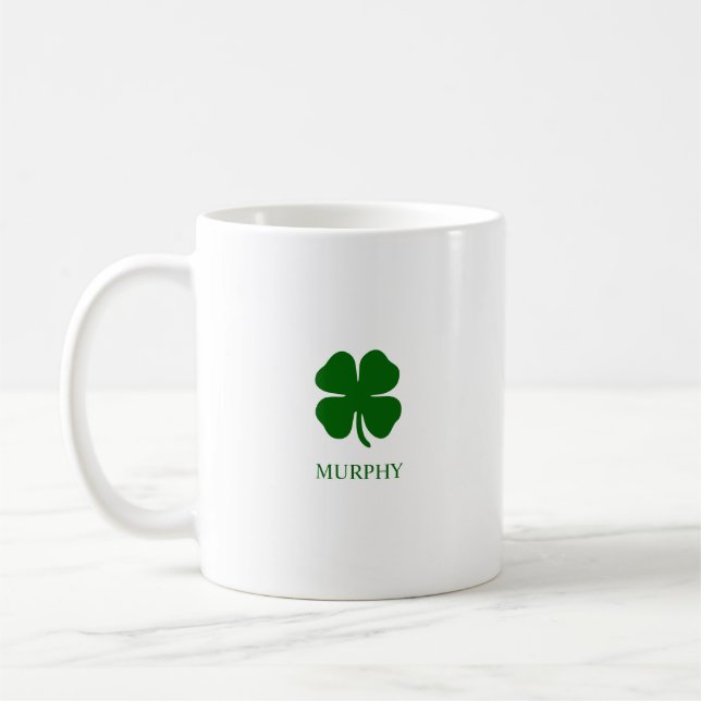 St patricks day Grönt Fyrklöver Lucky Irish Kaffemugg (Vänster)