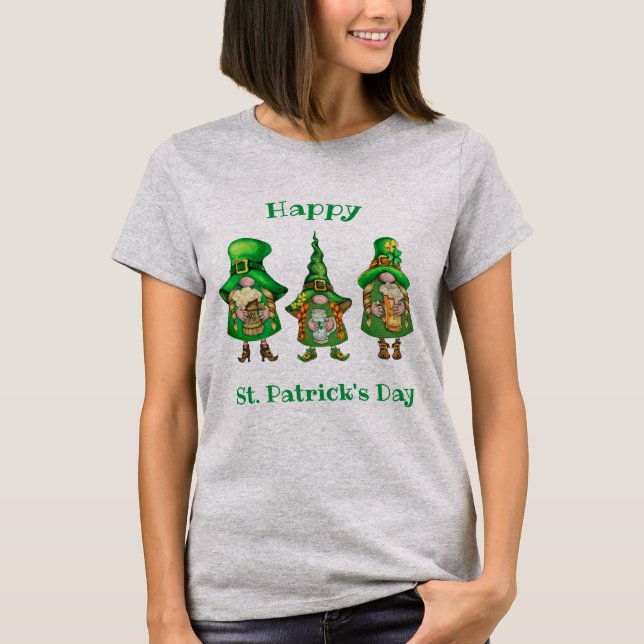 St. Patrick's Day Grönt Girl Gnomes T Shirt (Framsida)