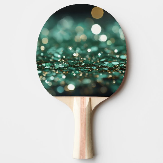 ☘️ St. Patrick's Day Grönt Glitter Bokeh Pingisracket (Framsidan)
