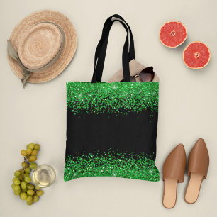 st patricks day, grönt glitter svart mönster tygkasse