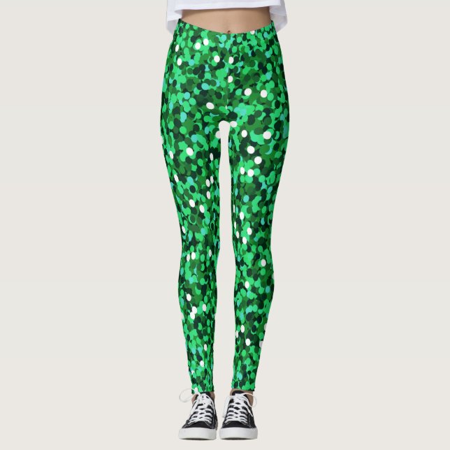 st patricks day/grönt glitterlegeringar leggings (Framsida)