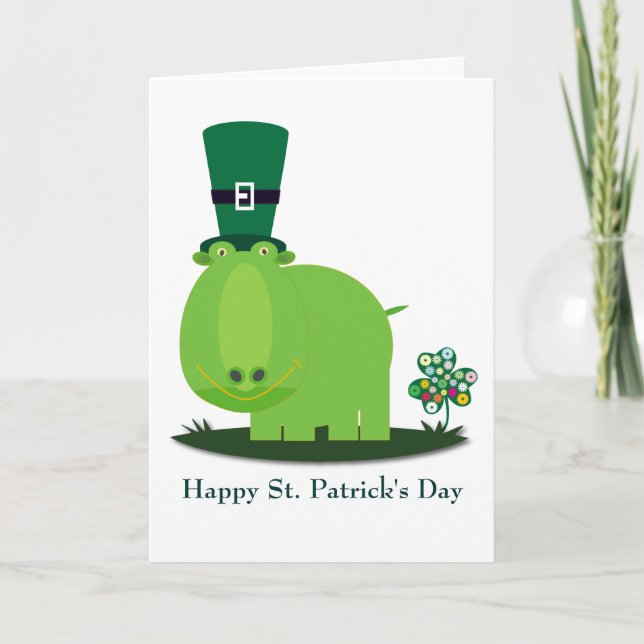 St patrick's day: Grönt HIPPO Kort (Framsida)