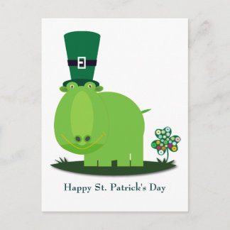 St patrick's day: Grönt HIPPO Vykort