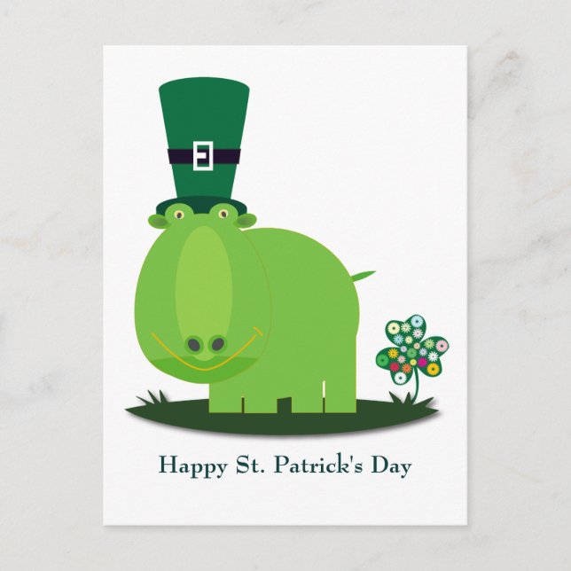 St patrick's day: Grönt HIPPO Vykort (Framsida)