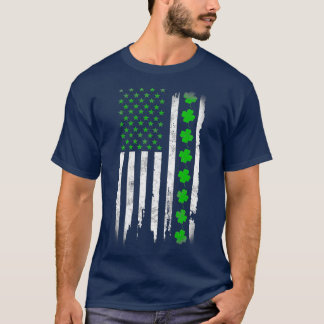St patricks day Grönt IRISH American Flagga T Shirt