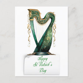 St patrick's day Grönt Irish Harp Helg Vykort