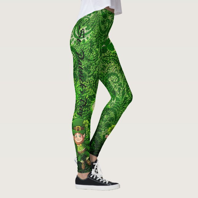 St patrick's day Grönt Klöver Anpassa text Leggings (Höger)