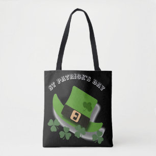St patricks day Grönt Leprchaun Hat och Shamrock Tygkasse