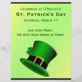 St patrick's day Grönt Leprechaun Hat Irish Pub Reklamblad