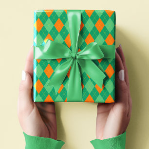 St patrick's day Grönt och Orange Argyle för elega Presentpapper