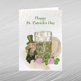 St Patricks Day Grönt Öl Lätting Klöver Helgkort