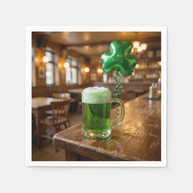 St. Patrick's Day Grönt Öl och Ballong Pappersservett (Framsidan)