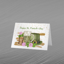 St Patricks Day Grönt Ölbältesmynt Klöver Helgkort