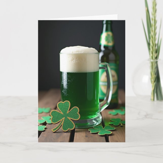 St Patricks Day Grönt Ölkort Kort (Framsida)