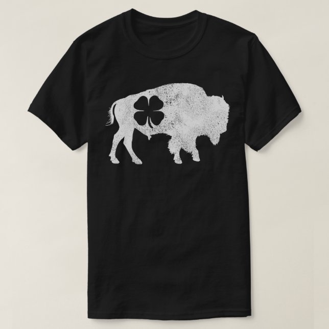 St patricks day Grönt Shamrock Buffalo Bison Irish T Shirt (Design framsida)