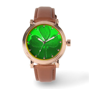 ST PATRICK'S DAY GRÖNT SHAMROCK GEMSTONE JEWEL ARMBANDSUR