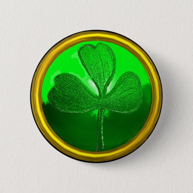 ST PATRICK'S DAY GRÖNT SHAMROCK GEMSTONE JEWEL KNAPP (Framsida)