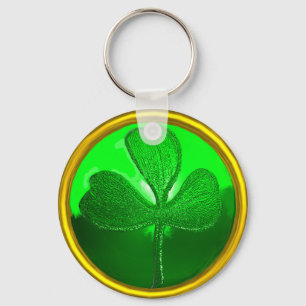 ST PATRICK'S DAY GRÖNT SHAMROCK GEMSTONE JEWEL NYCKELRING