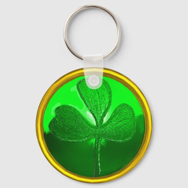 ST PATRICK'S DAY GRÖNT SHAMROCK GEMSTONE JEWEL NYCKELRING (Framsida)