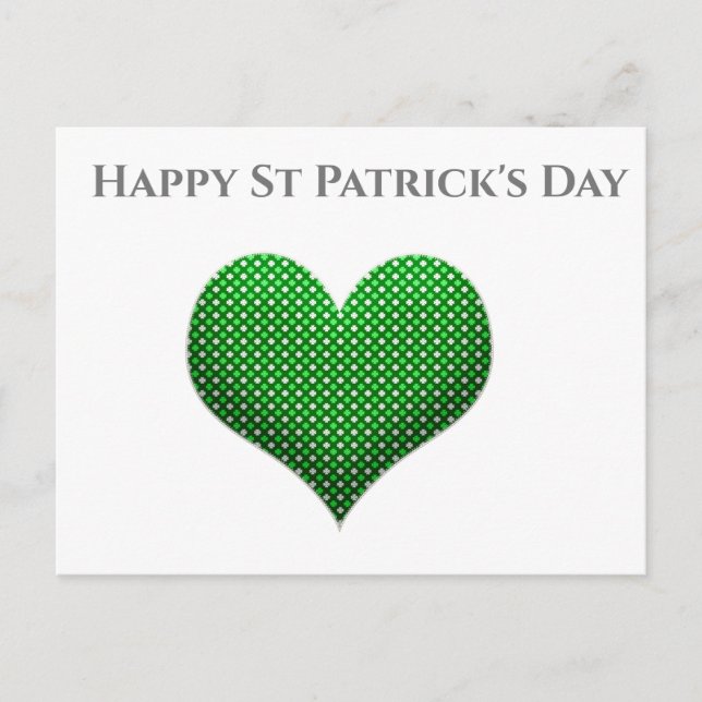 St patrick's day Grönt Shamrock Heart vykort (Framsida)