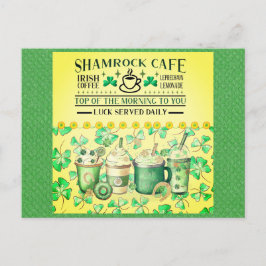 St patricks day Grönt Shamrock Irish Cafe Vykort