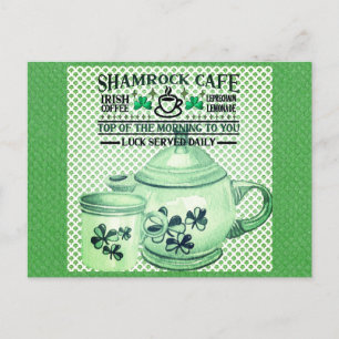 St patricks day Grönt Shamrock Irish Cafe Vykort