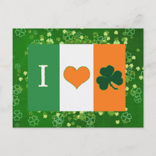 St patricks day Grönt Shamrock Kärlek Vykort