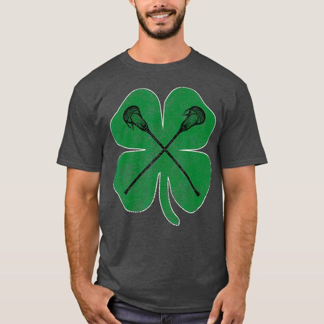 st patricks day Grönt Shamrock Lacrosse Irish T Shirt (Framsida)