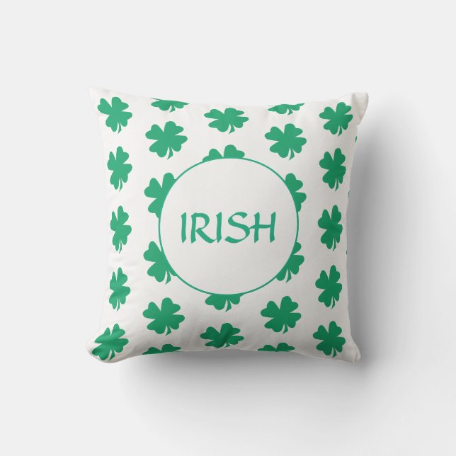 St patrick's day Grönt Shamrock Löv Irish Mönster Kudde (Framsida)