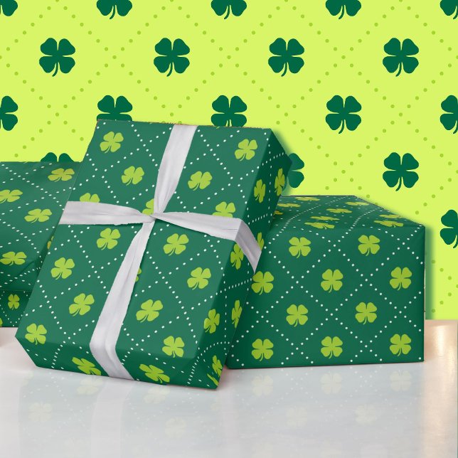 St patrick's day Grönt Shamrock Mönster Cute Presentpapper (Skapare uppladdad)