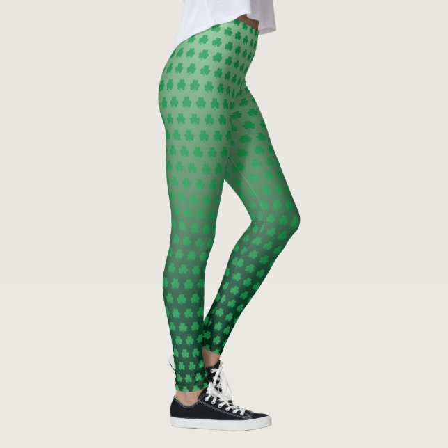 St patricks day Grönt Shamrock Mönster Leggings (Höger)