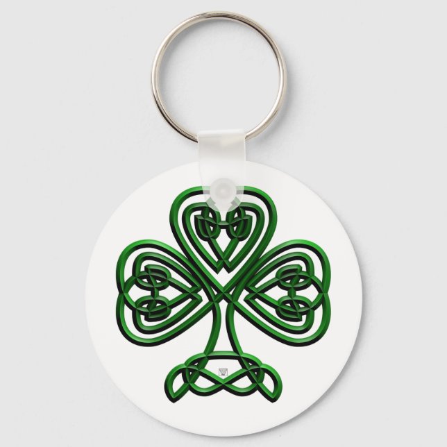 St patricks day Grönt Shamrock Nyckelring (Framsida)