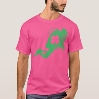 St patrick's day Grönt Shamrock Scuba Diver Diving T Shirt