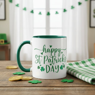St patrick's day Grönt Shamrocks and Hearts Mugg