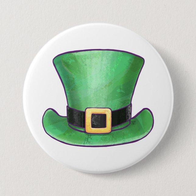 St. Patrick's Day Grönt Top hat Knapp (Framsida)