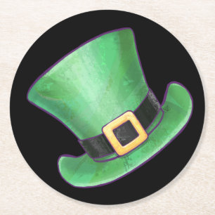 St Patrick's Day Grönt Top hat på Black Underlägg Papper Rund