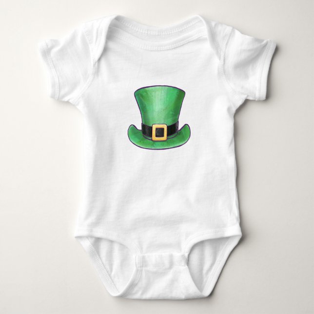 St. Patrick's Day Grönt Top hat Tee Shirt (Framsida)