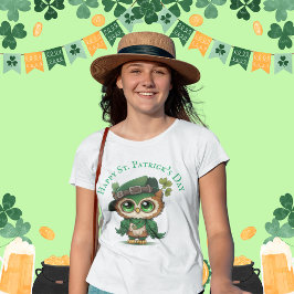 St. Patrick's Day Grönt Uggla personlig Girl T Shirt