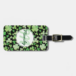 St patricks day Grönt Watercolor Shamrock Mönster Bagagebricka
